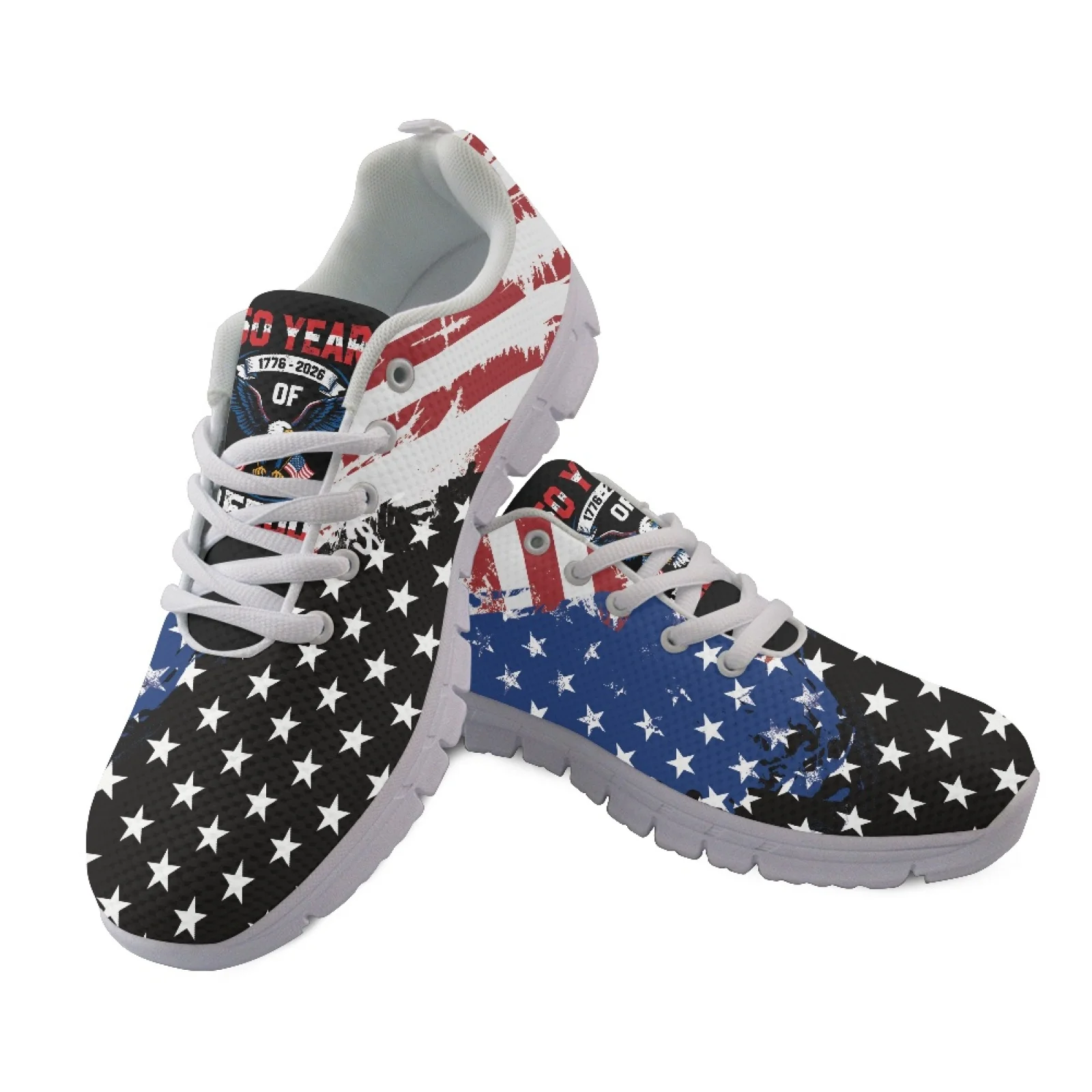Coloranimal US Flag Eagle Walking Sneakers Mesh & EVA Sole Sports Tennis Shoes Breathable Driving Shoe for Men