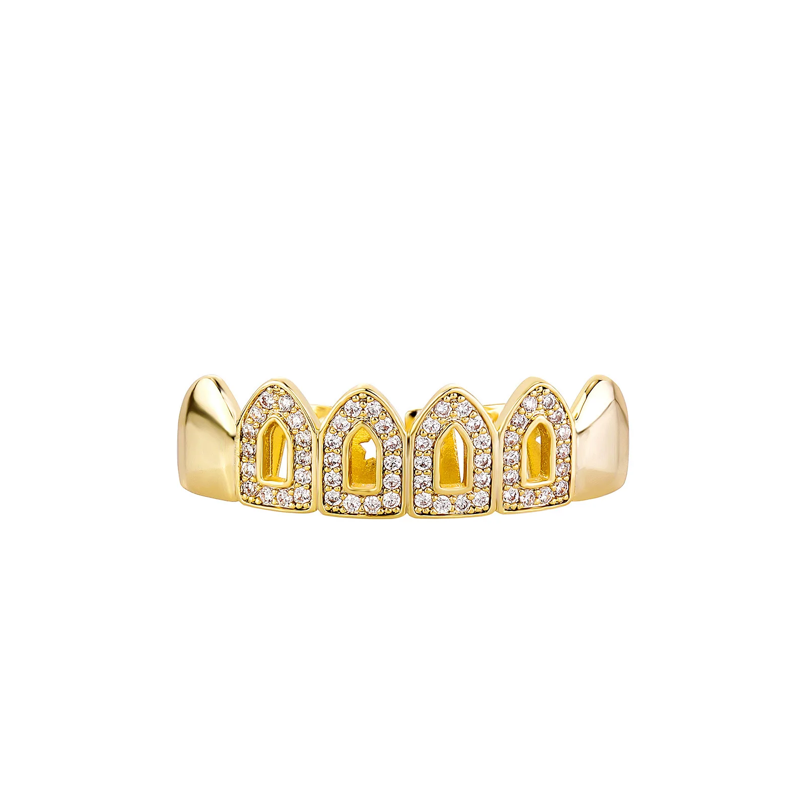 Grillz Teeth Jewelry CZ Bling Gold Silver Tone Hip Hop Mouth Grillz Streetwear Fashion Accessories Wholesale Dropshipping