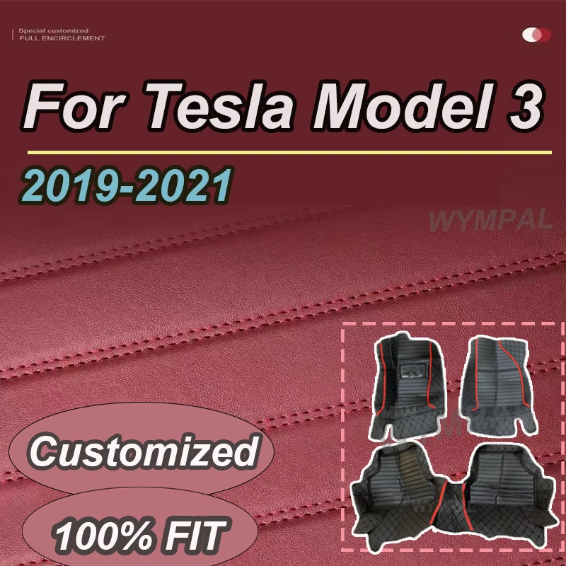 

LUXURY Car Floor Mats For Tesla Model 3 2019 2020 2021 Custom Auto Foot Pads Automobile Carpet Cover Interior Accessories