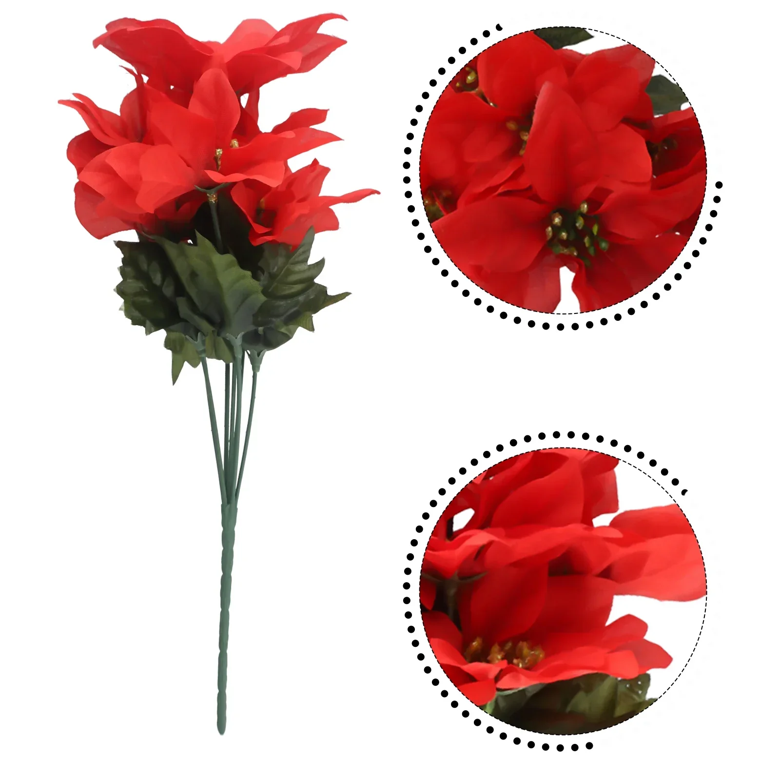 Bouquet Faux Flowers Faux Bush 13cm Diameter 35cm High 6 Pieces Artificial Christmas Delicate Decorations Poinsettia