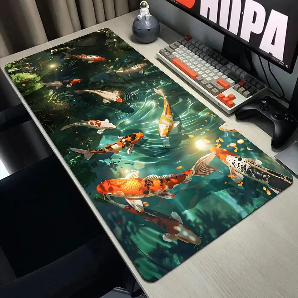 

Многоразмерный коврик для мыши Yin Yang Fish Koi в японском стиле для геймера XXL, офисный коврик для мыши с клавиатурой, черно-белые ковры, коврик для мыши для ноутбука