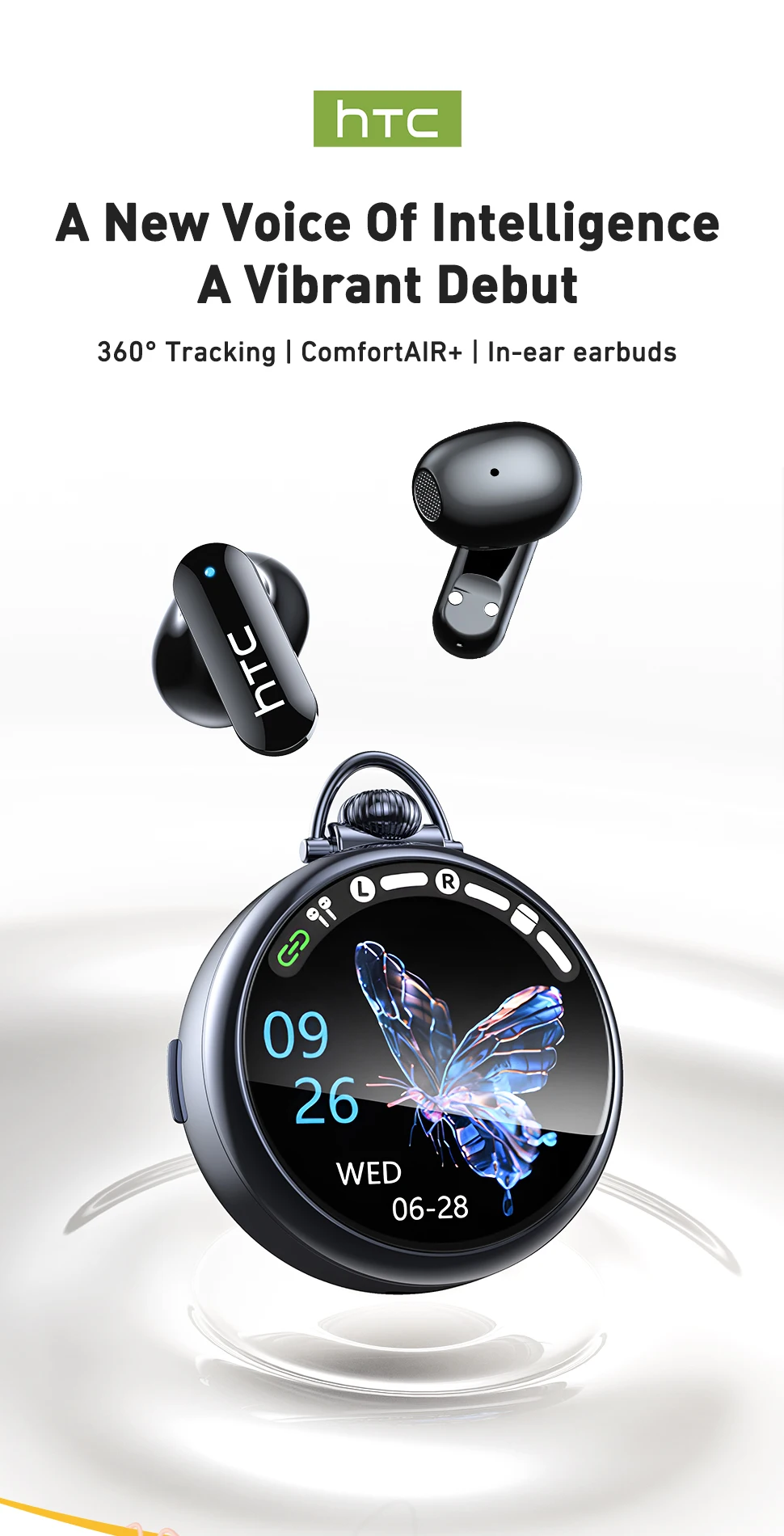 HTC NE71 KI-Übersetzer-Ohrhörer mit Langer Akkulaufzeit, Tragbarem Trageband, Kabellose Kopfhörer, Täglicher Rundumschutz, HD-Touchscreen, Bluetooth-Ohrhörer – Detail 1