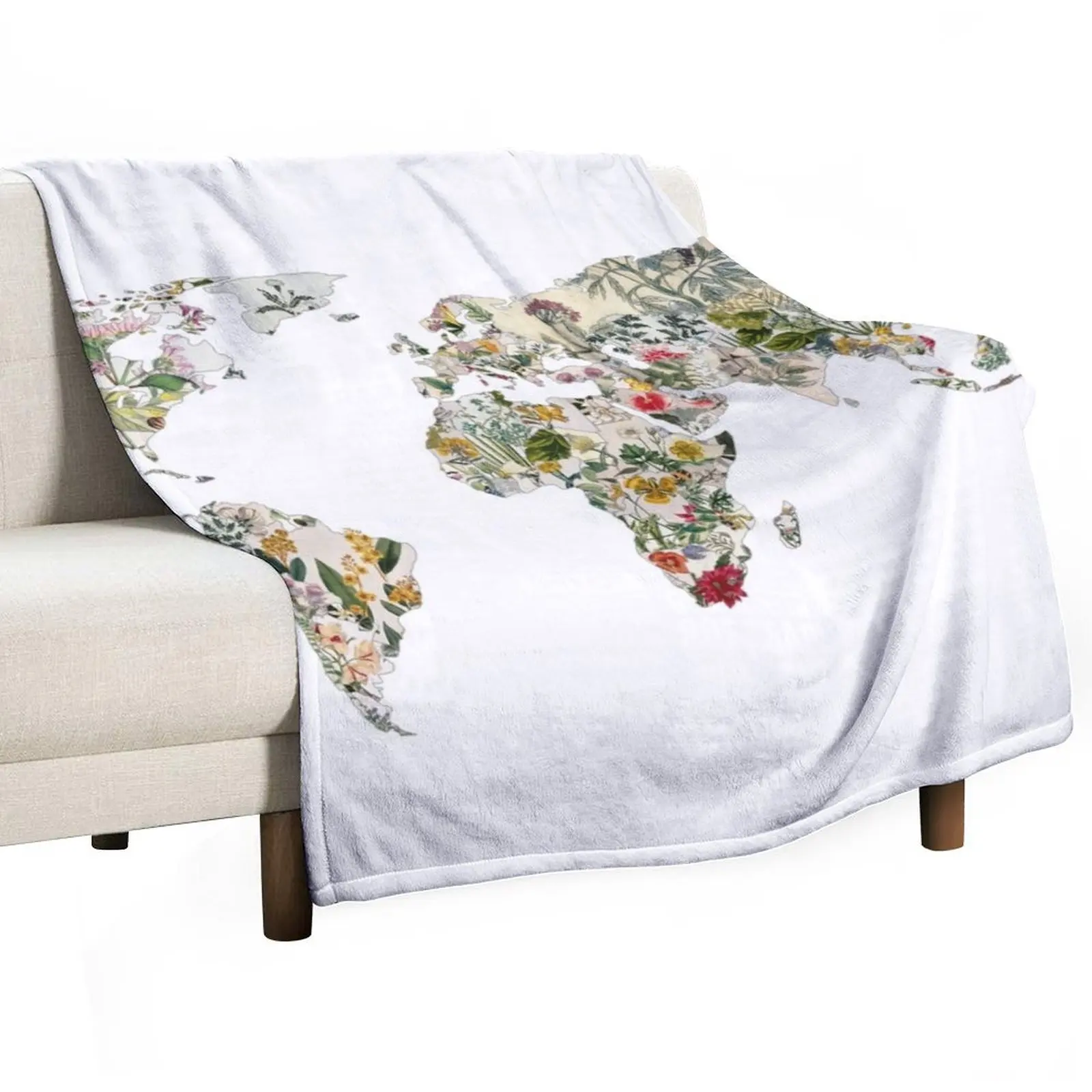 

Vintage Botanical World Throw Blanket Multi-Purpose Bed Decoratives Blankets