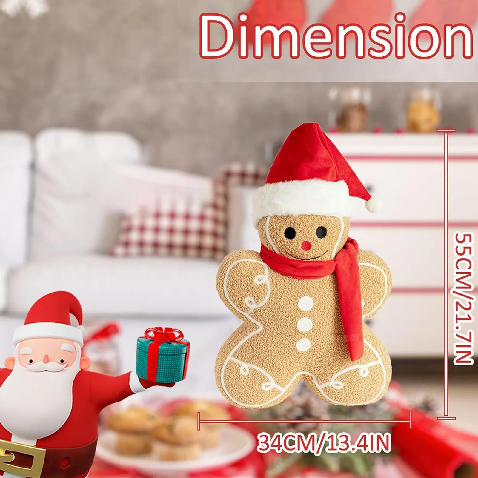 Stuffed Gingerbread Gingerbread Huggable Toy Soft Cute Christmas Decor For Holiday Festive Display Kids Sofa Couch Car Chair