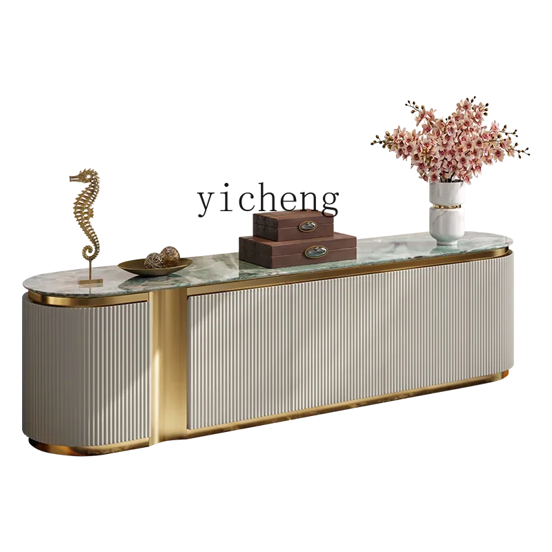 

light luxury TV cabinet large apartment marble living room post-modern Italian high-end floor cabinet coffee table