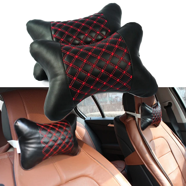 Car Headrest Neck Support Pillow For Four Seasons Universal PU Leather PP Cotton Relieve Fatigue Pillow Car Interior Accessories AliExpress