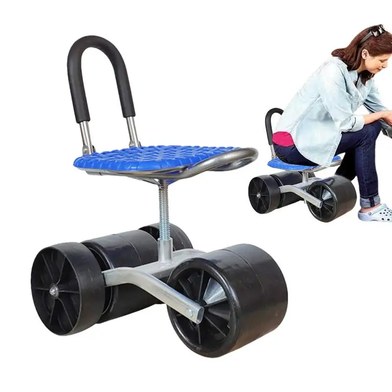 

360-degree Garden Cart Rolling Stool Gardening Stool For Planting With Adjustable Height Swivel Heavy-Duty Frame Garden Carts