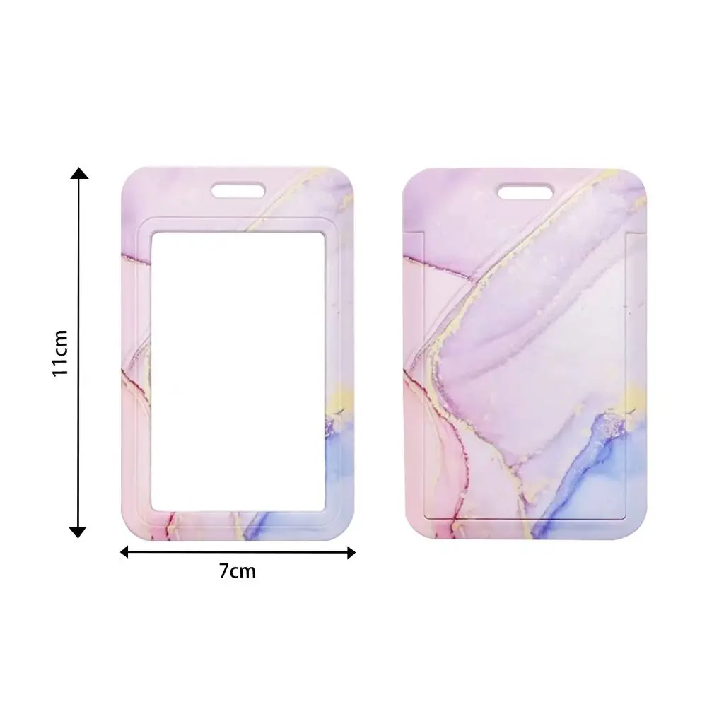 Fashionable Worker Pink Marble Office Supplies Name Badge Clip ID Card Holder with Retractable Reel Badge Case