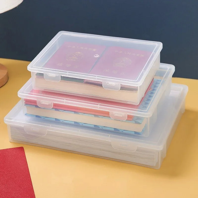 Plastic File Storage Box Organization Transparent Square Storage Box  Organization Box Desktop Dust-proof Storage Box