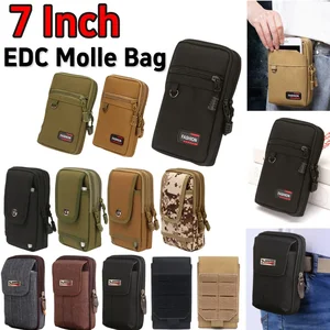 7 Inch Phone Pouch Belt Waist Bag Portable Men Coin Phone Organizer Bag Nylon Wear-resistant for Outdoor Camping Hunting