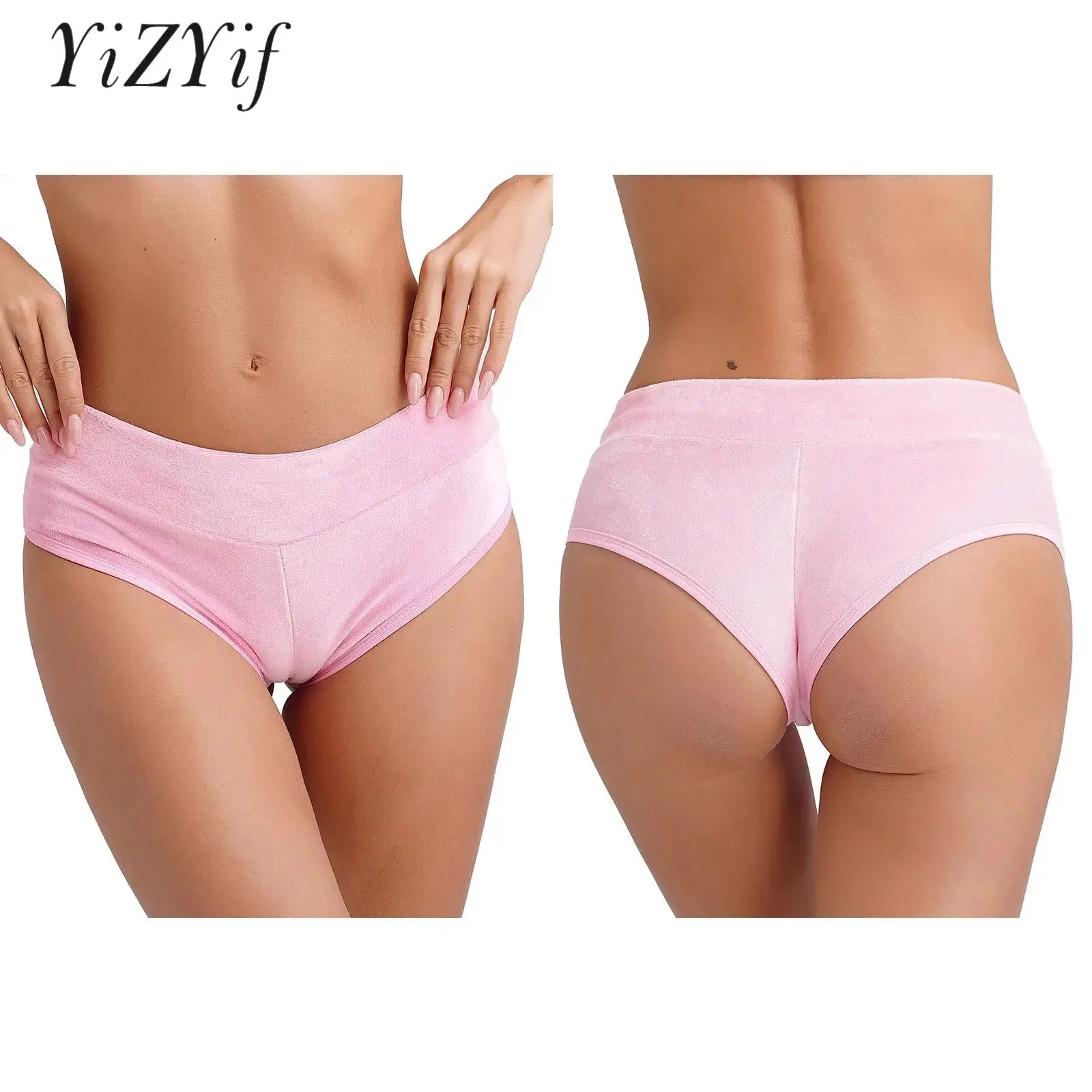 

Women Stretchy Soft Panties Casual Wear Workout Fitness Yoga Shorts Velvet Booty Shorts Music Festival Pole Dancing Performance