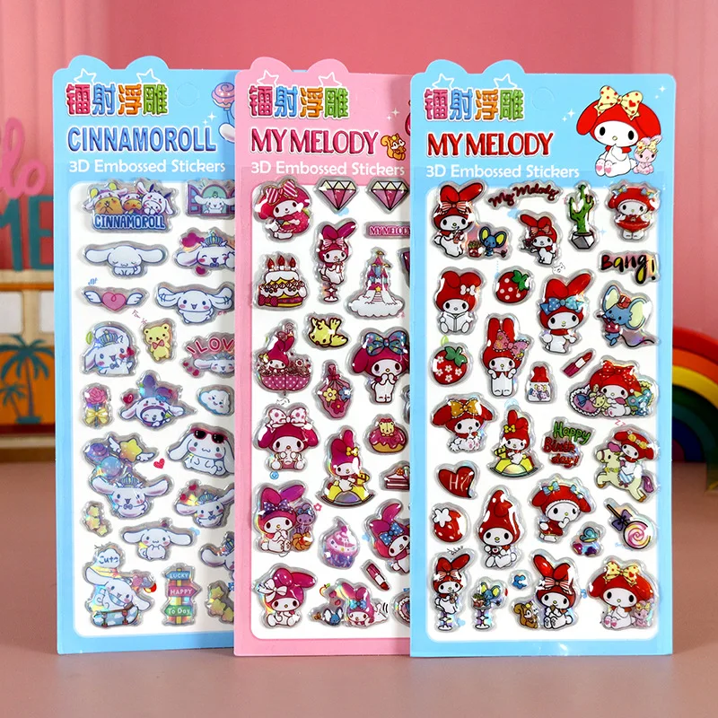 สติกเกอร์คริสตัล 3 มิติ ลายเฮลโลคิตตี้ ปี 2025 วัสดุสำหรับตกแต่งสมุดบันทึก อุปกรณ์ตกแต่ง สติกเกอร์นูนเลเซอร์ 3 มิติ สำหรับตกแต่งเคสมือถือ