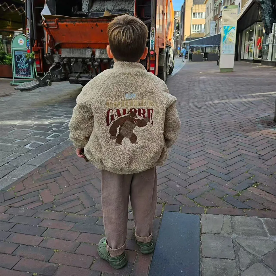 In-Stock Autumn Winter New Arrival Kids Clothing Ks Fur Coat Sailing Heart Print Cute Fur Jacket Boys Girls