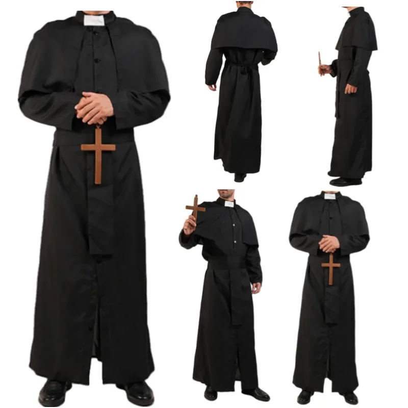 

Father Priest Godfather Costume Stage Performance Costume Halloween Adult COS Costume Role-playing