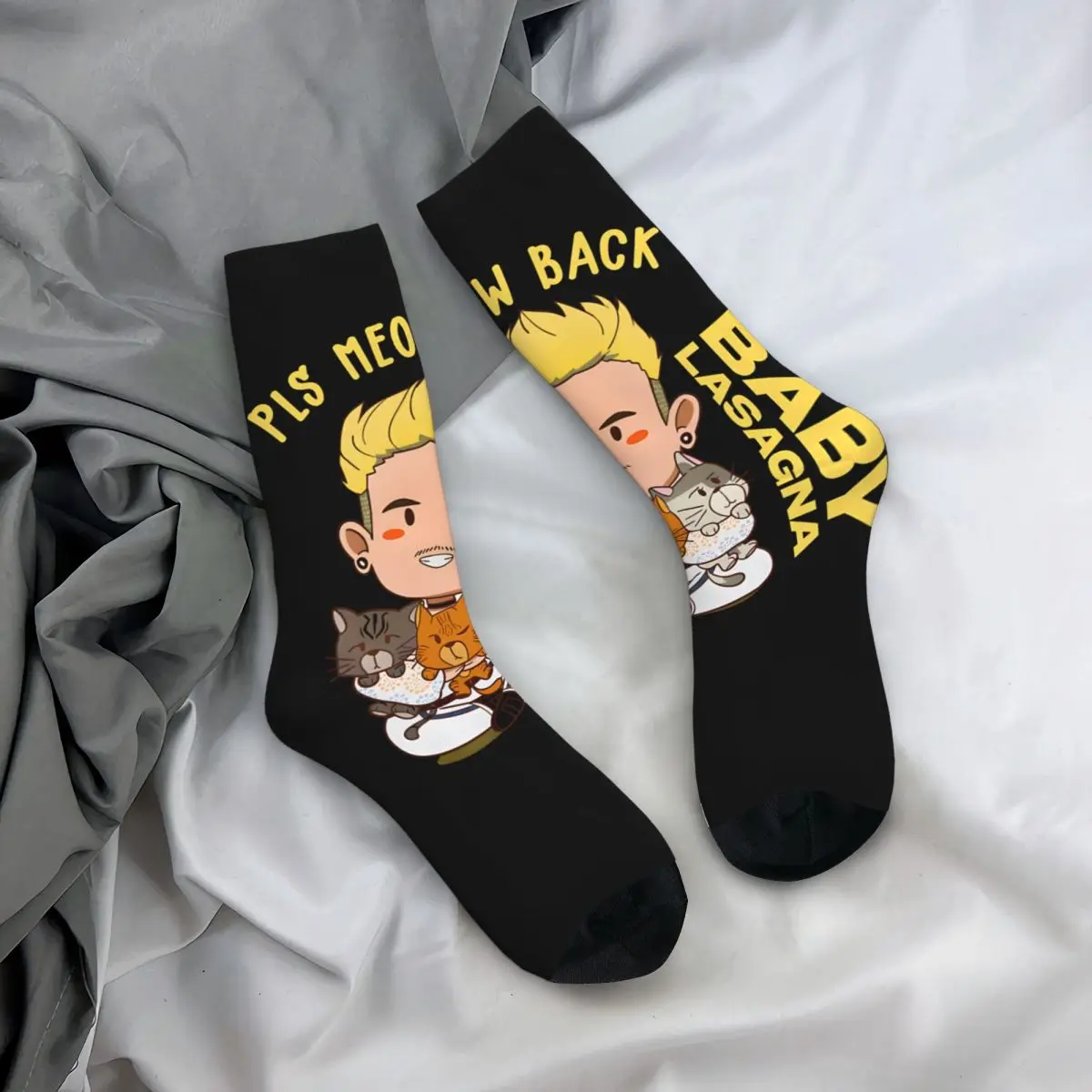 Pls miauen zurück Herren socken Retro Harajuku Baby Lasagne Street Style Neuheit Casual Crew Socke