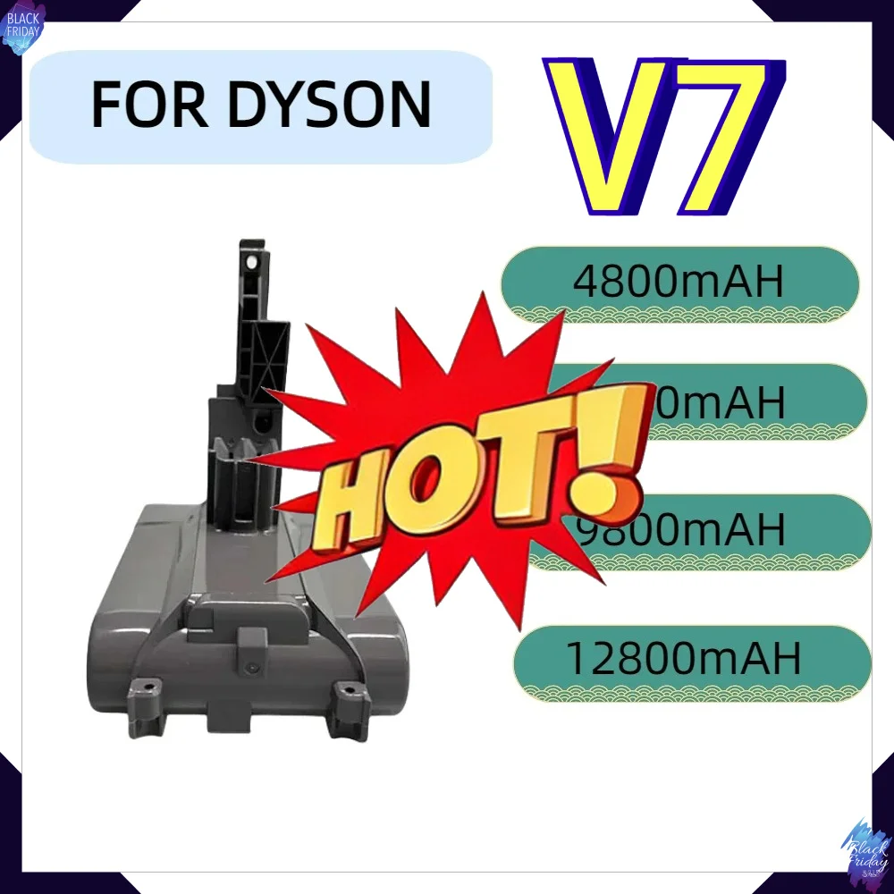 🔧Dyson V7 Battery 21.6V 4.8/6.8/9.8/12.8Ah Li-lon Rechargeable Battery For Dyson V7 Battery Animal Pro Vacuum Cleaner Replaceme