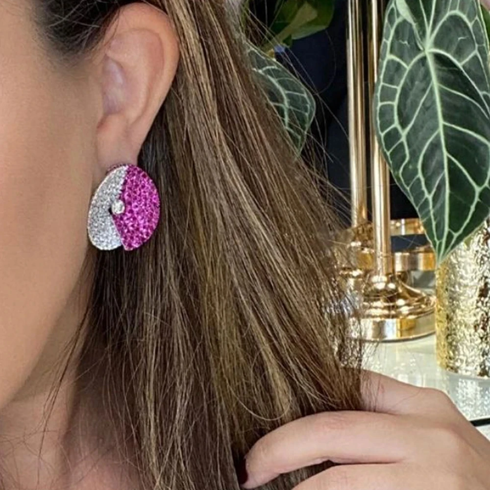 Missvikki New Luxury Round Shiny Romantic Earrings Fashion for Women Girl Daily Wedding Trendy Jewelry Accessories High Quality image 2