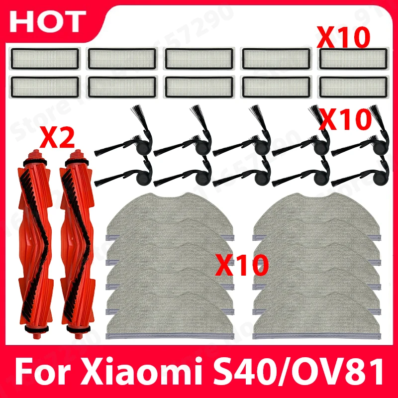 

For Xiaomi Robot Vacuum S40 / OV81 Spare Parts Main Brush Hepa Filter Mop Cloth Replacement Accessories