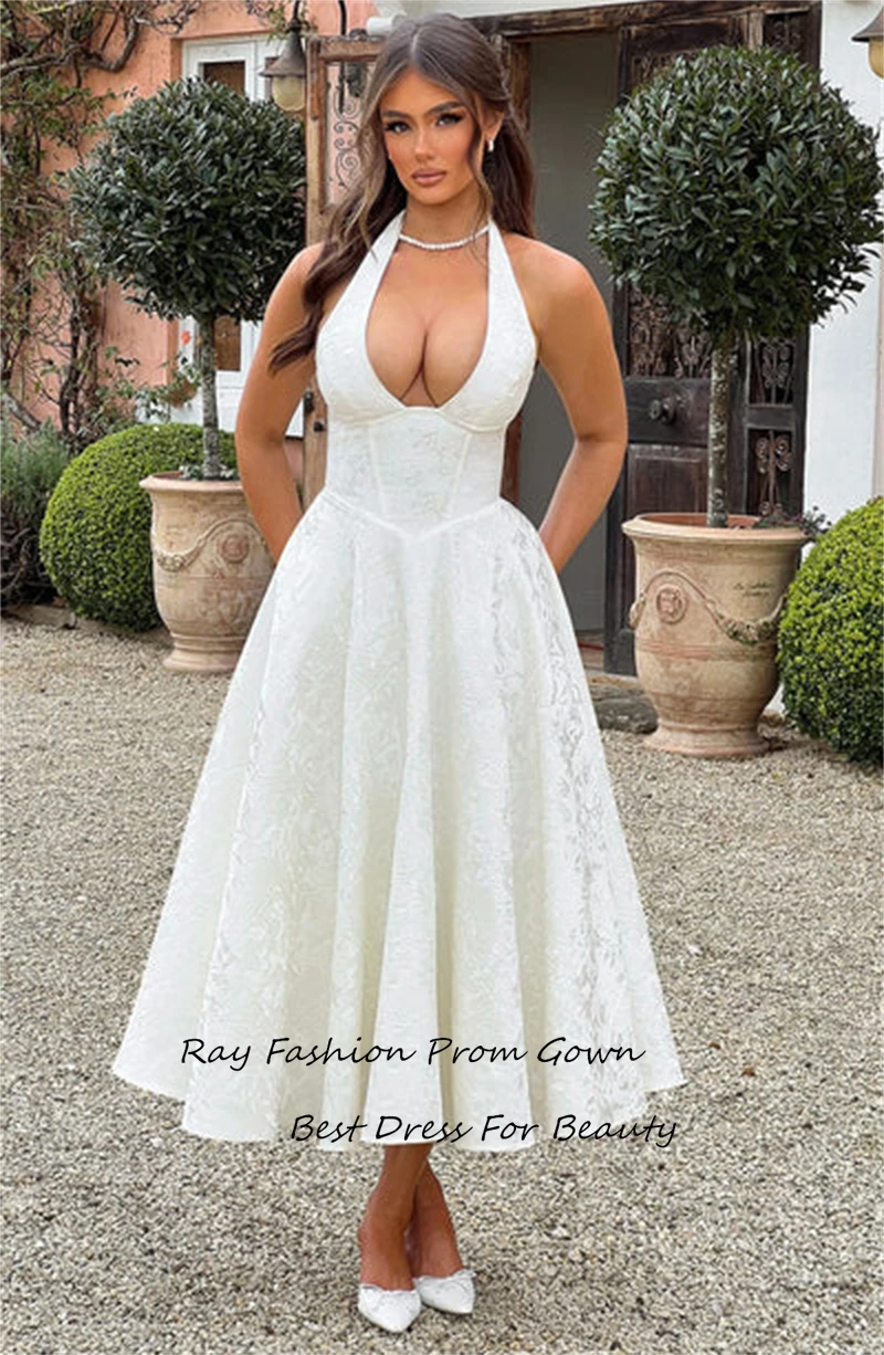 Ray Vintage Satin Homecoming Dresses Vestidos De Novia Halter A-line Cocktail Party Prom Gowns Ankle-length Customized New image 5