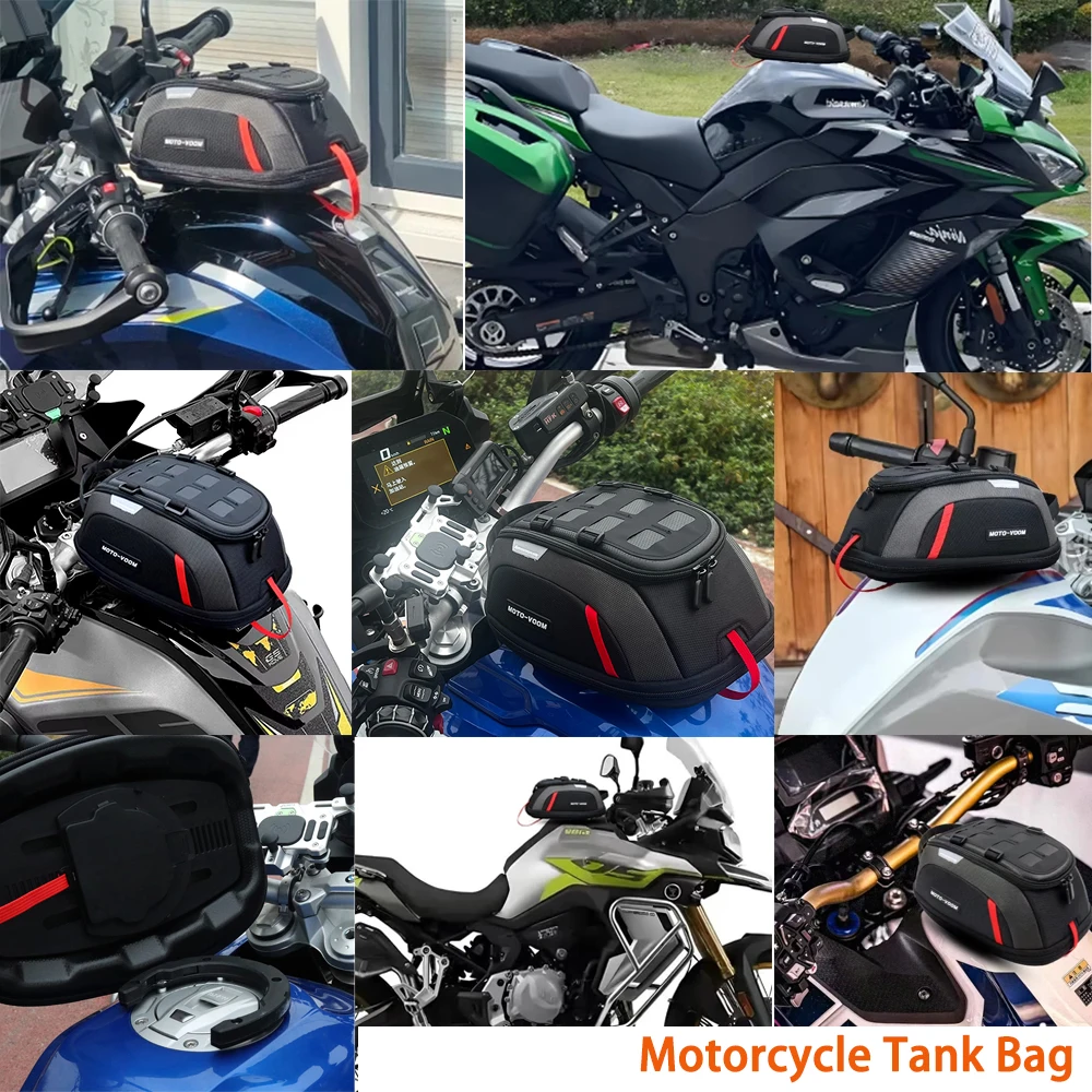 

Magnetic Motorcycle Tank Bag Motorbike Fuel Oil Tank Bag 4.5L-6.5L Portable Card Phone Tool Bag Universal Black