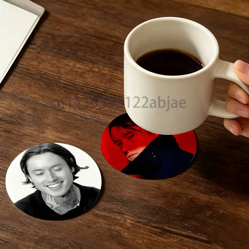 B-Bad Omens Noah Sebastian Wooden Cup Mat Cappuccino Vodka Juice Water Coaster for Flower Shop