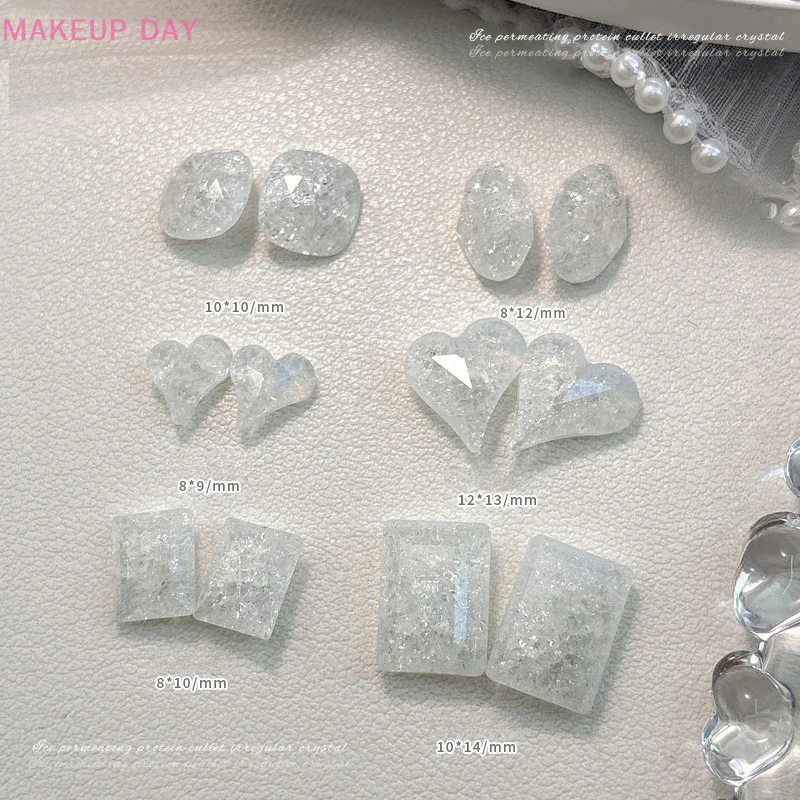 Cristal transparente superbrillante para decoración de uñas, 5 piezas, piedra de cristal desnuda, 3D diamantes de imitación, accesorios para manicura