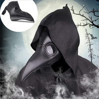 Halloween Black Rubber Plague Doctor Mask Long Nose Bird Beek Steampunk Gas Latex Face Mask Cosplay Prop for Kids and Adult