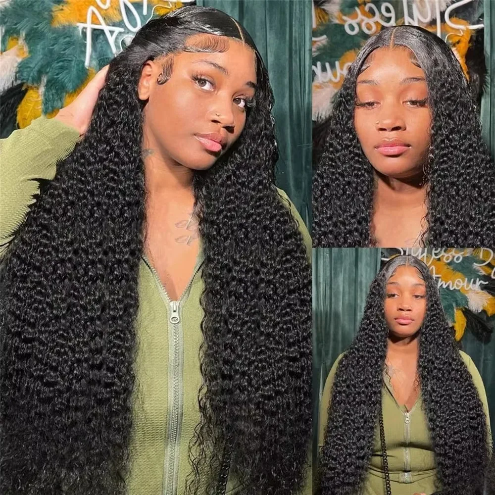 40 Inch Brazilian Human Hair  Curly Wig Natural Black 13x4 Lace Frontal Wig with Baby Hair Transparent Lace Frontal for Wig Wearers 13x6 Pre Plucked Human Hair Wigs 5x5 Glueless HD Lace Front Wig Ready to Go Lace Frontal  On Sale