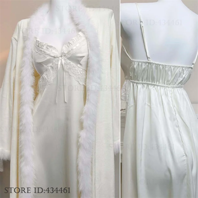 autumn-new-female-twinset-robe-set-thicken-warm-flannel-bathrobe-satin-nightgown-matching-sets-elegant-sexy-homewear-sleepwear