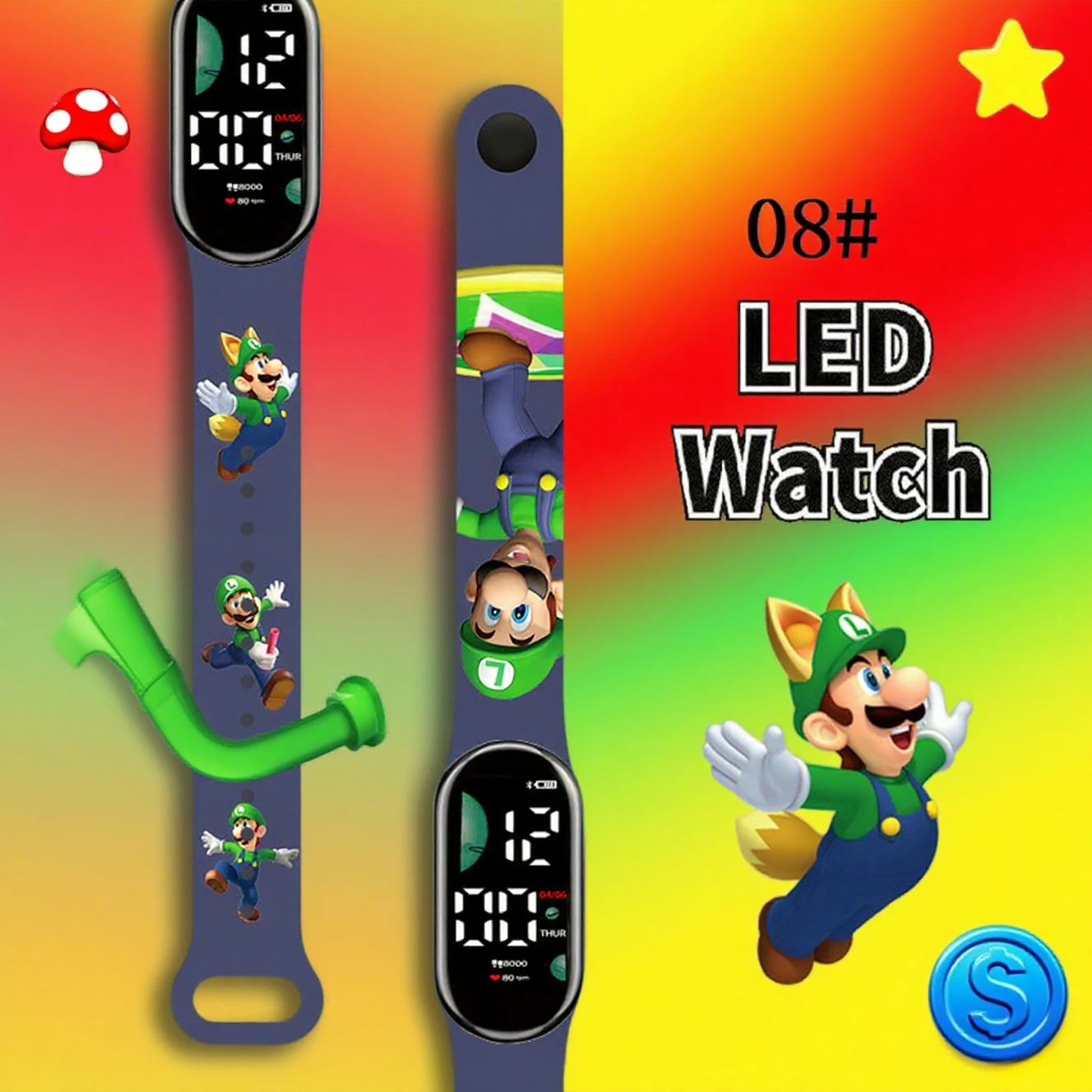 Модные детские часы Mario для девочек, электронный браслет, спортивные сенсорные светодиодные куклы, детские часы, женские водонепроницаемые часы Модные детские часы Mario для девочек, электронный браслет, спортивные сенсорные светодиодные куклы, детские часы, женские водонепроницаемые часы