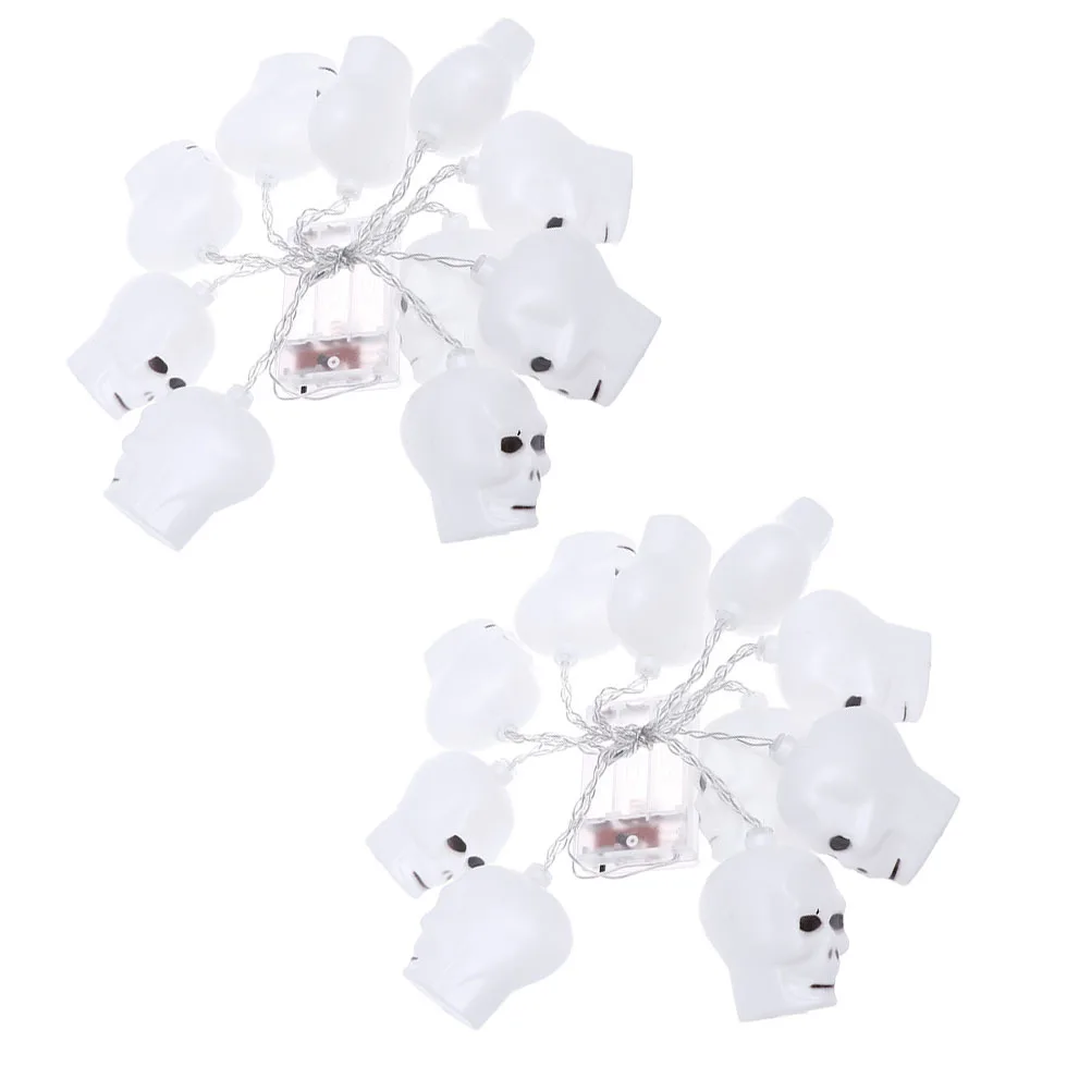 

2Pcs Halloween LED Skull String Lights White Creative Lamp String Energy Saving Festival Party Decoration LED Strings