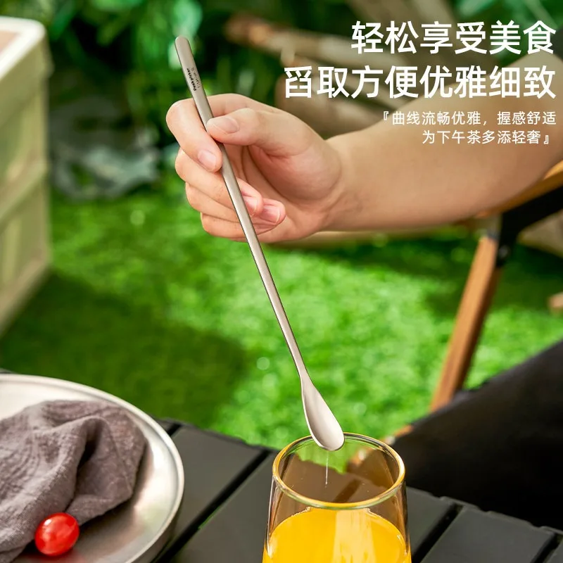 Pure Titanium Long Handle Bar Spoon Hand Beaten Coffee Stirring Spoon Lemon Dessert Mixing Spoon Bartending Special Stir Stick - view 5