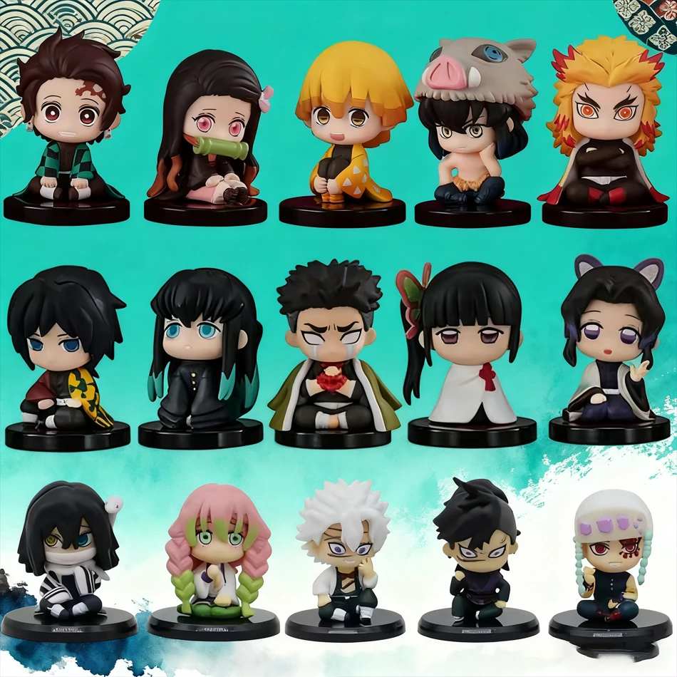 

Demon Slayer Аниме Фигурка Игрушка - Kimetsu No Yaiba Q Version - Сидящий Tanjiro Nidouzi Inosuke Zenizu PVD Фигурка Модель Кукла в подарок