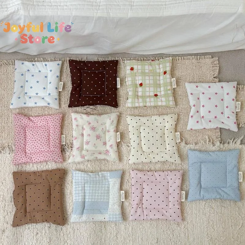 Hot Cream Quilted Cotton Coasters Floral Polka Dot Plaid Print Cottagecore Cup Mats Household Tabletop Decor Drink Mat Accessory