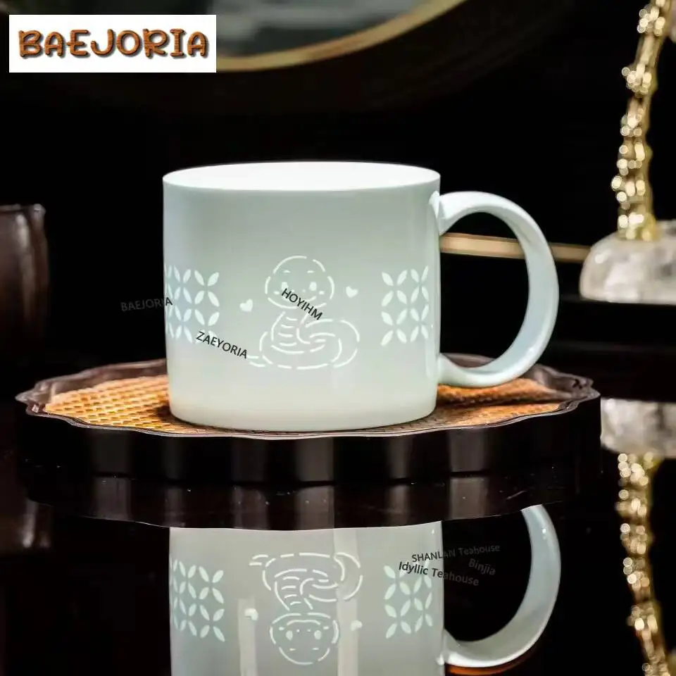 400ml Celadon Zodiac Signs Exquisite Coffee Mug Hot Chocolate Cup Afternoon Tea Mug Wine Beer Bottle Office Water Cup Tea Items