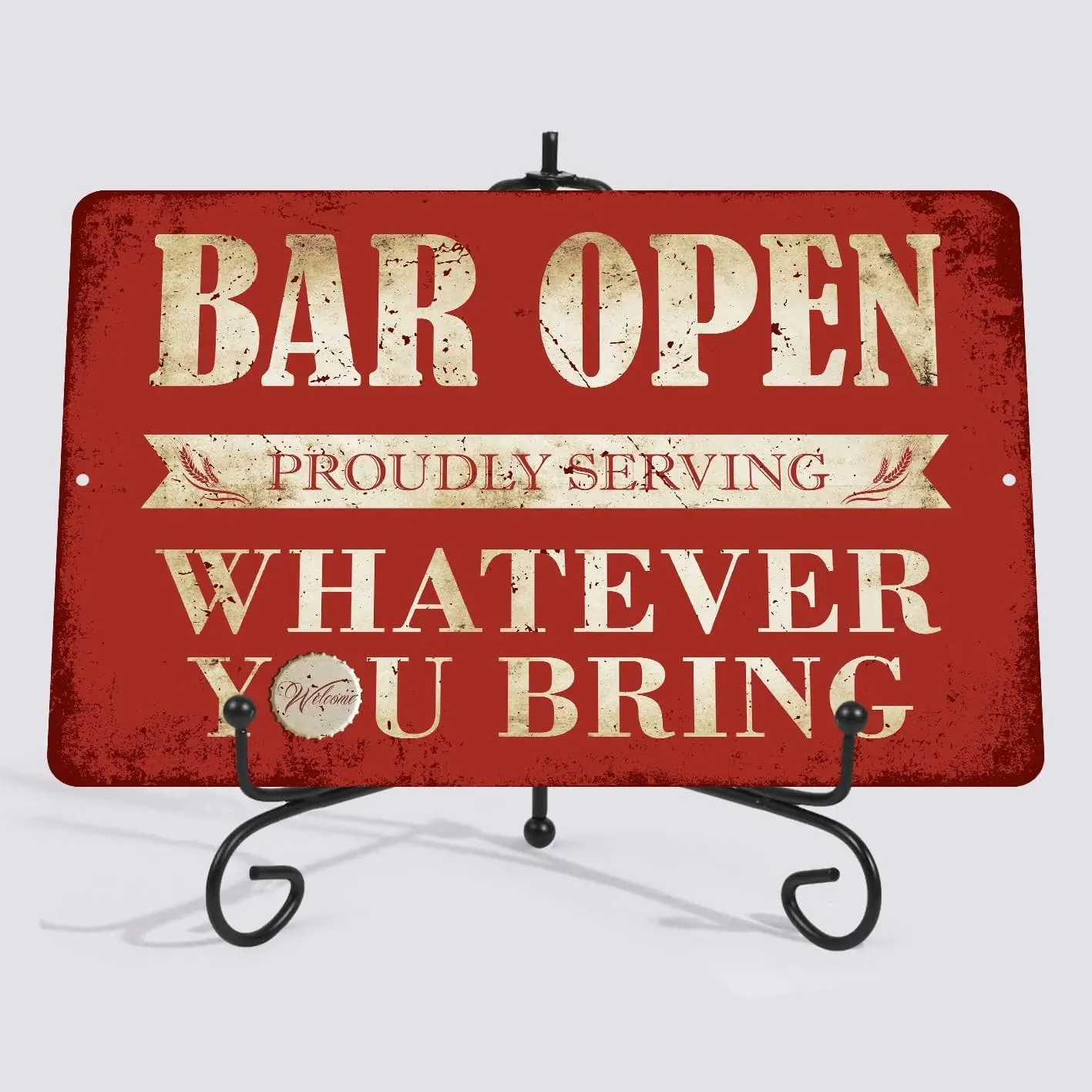 Vintage Bar Sign Decor Funny Bar Open Metal Signs for Home Bar Man Cave Decor Gifts - 8 X 12 Inches Indoor & Outdoor - Proud