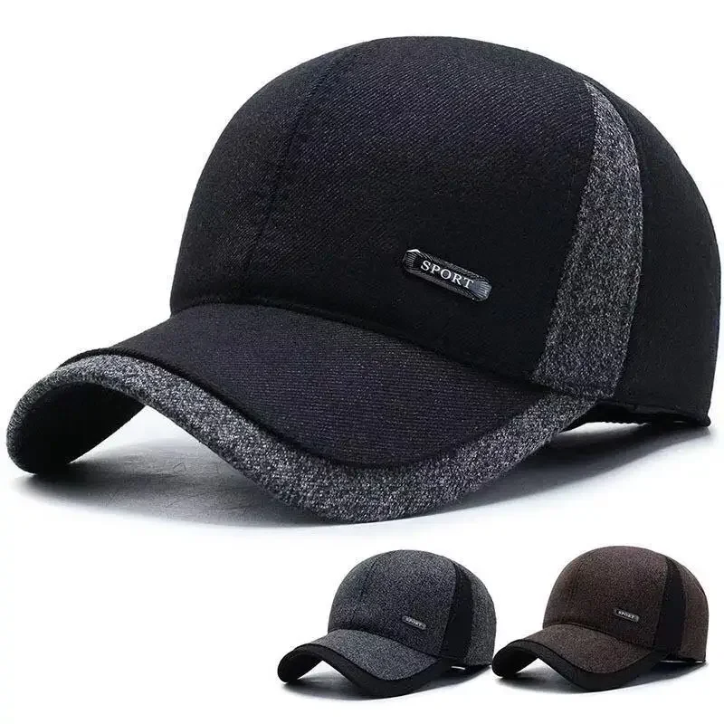 cashmere baseball cap Korean version fashionable middle-aged and elderly hat outer protection casual duck tongue cotton hat men