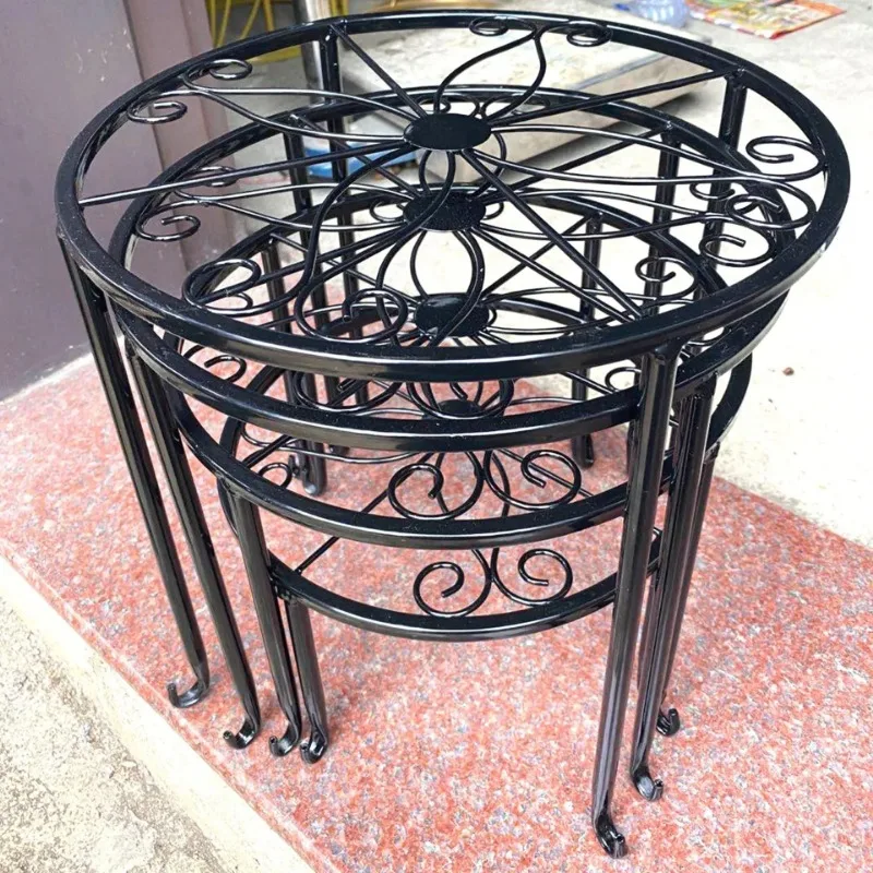 1 set Gardening single-layer iron flower stand balcony outdoor green radish spider plant potted iron flower stand bracket