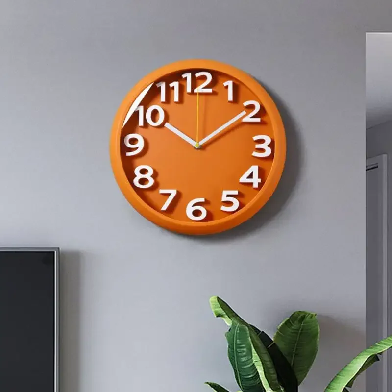 Orange Silent Nordic Wall Clocks Office European Design School Wall Clock Art Luxury Christmas Zegar Scienny Bedroom Stuff