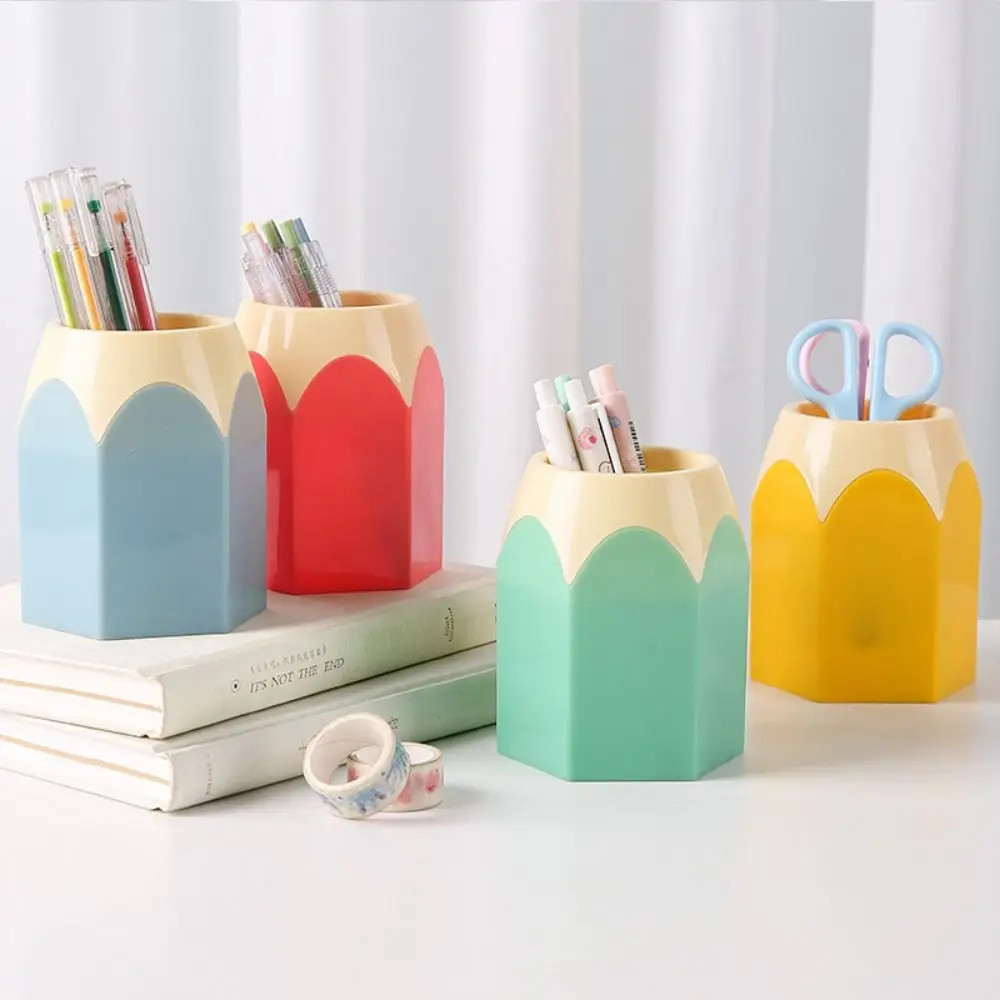 Stationery Organizer Kawaii Cute Pen Holder Creative Large Capacity Makeup Brush Shelf Aesthetic Flower Vase Pot School Office