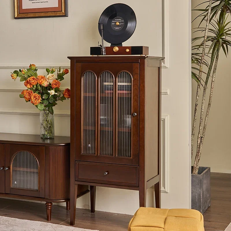 

mobili per il soggiorno American French retro all-solid wood small vertical cabinet TV corner modern simple cream style locker f