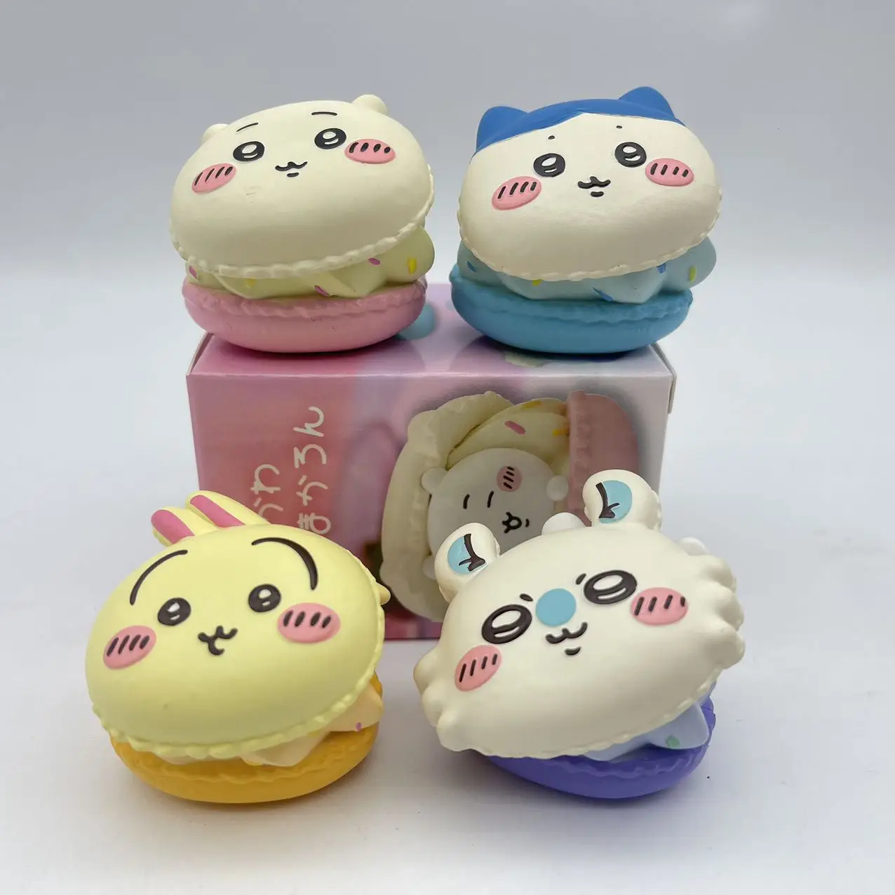 Hochwertige Chiikawa 4-teilige niedliche Macaron-Dessert-Gacha-Figurensets Usagi Hachiware Momonga Modell Schreibtischspielzeug Geburtstagsgeschenke für Fans – Detail 12