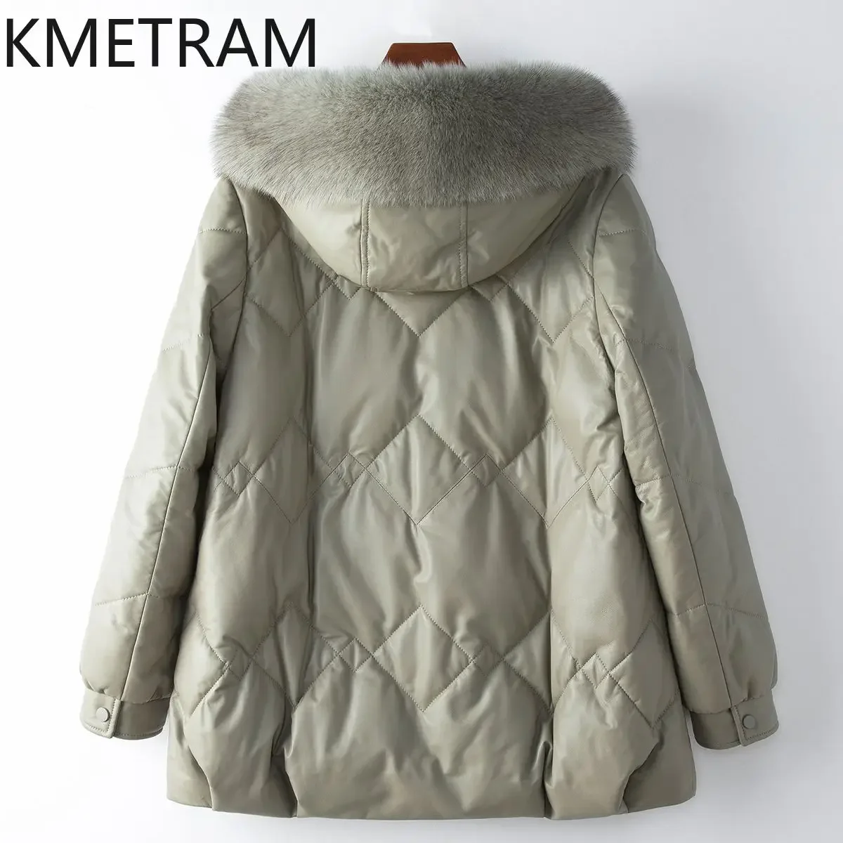 100% Płaszcze puchowe z owczej skóry Odzież damska Kołnierz z futra lisa Moda Kurtka puchowa 2024 Kurtki zimowe z kapturem Пуховик Женский
