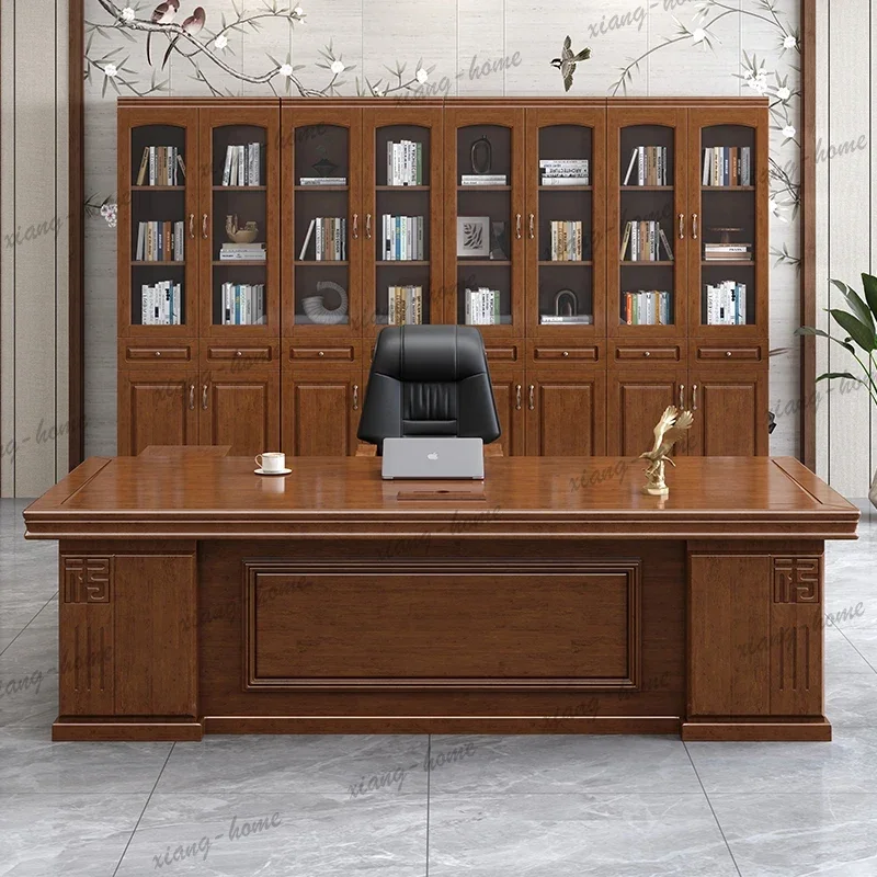 FG Brown Wooden Executive Office Desk Storage Cheap Large Modern Executive Office Desk Luxury Study Mesa De Escritorio Mesa Offi