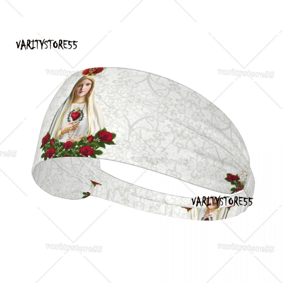

Custom Our Lady Of Fatima Virgin Mary Training Sweatbands Women Non Slip Absorbent Portugal Rosary Catholic Headbands Football