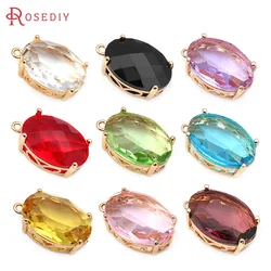 6PCS 18K Gold Color Brass Glass Oval Charms Pendants High Quality Necklace Earrings Jewelry Accessories Rosediy official-website
