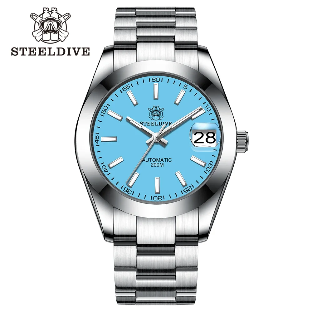 

STEELDIVE SD 1934 Blue Dial Blue Luninous Small Size 39mm Steel Case 200M Water Resistant Date Function Mens Business Watch Dive