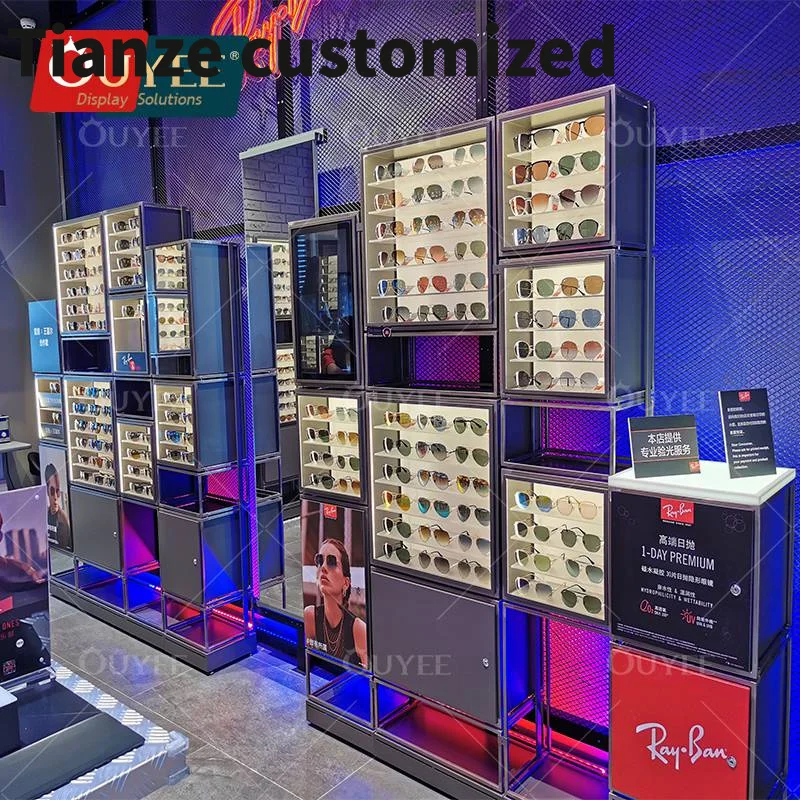 Customized-Wall Mounted Fashion Optical Showroom Sunglasses Display Stand Interior Design Glasses Optical Frame Glasses Display