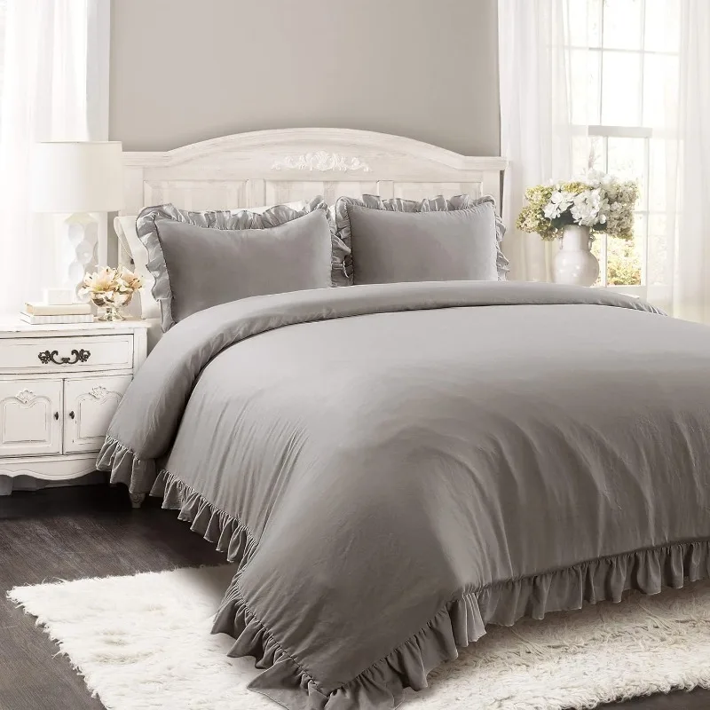 Reyna Ruffle Comforter Set - 3 Piece Cozy Ruffled Bedding Set - Timeless Elegance and Comfort for Bedroom