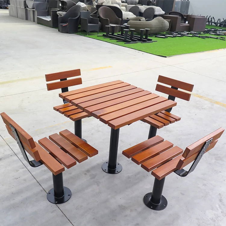 Four-person Card Table Garden Outdoor Furniture with Backrests School Dining Table Outdoor Tea Table